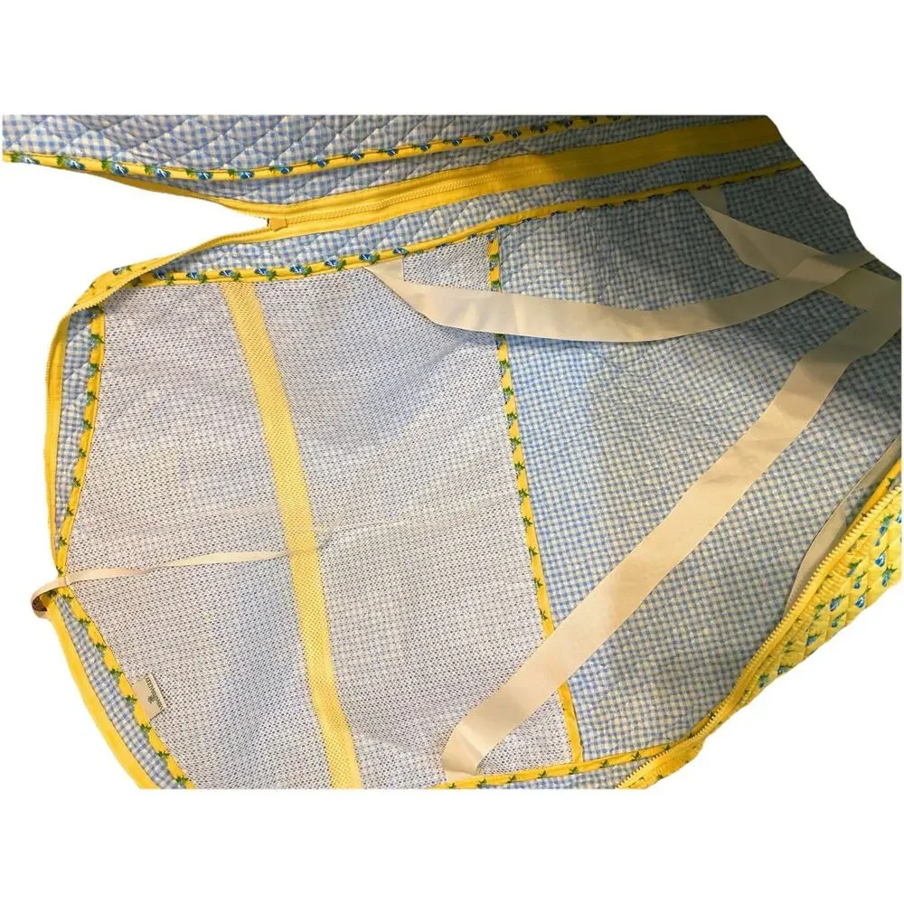 Vera Bradley Retired Katherine Yellow Blue Hanging Garment Travel Bag